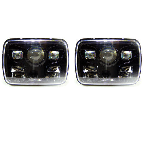 APOLLO LED Black Projector Headlights for XJ and YJ Lighting
