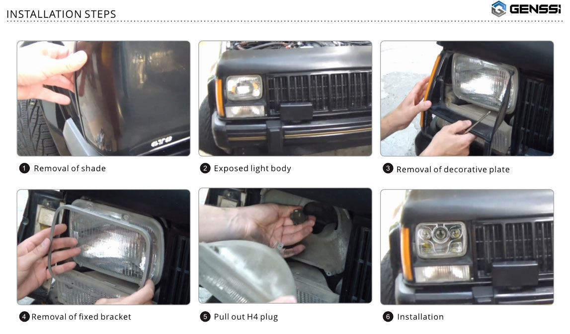 APOLLO LED Chrome Projector Headlights for XJ and YJ Lighting