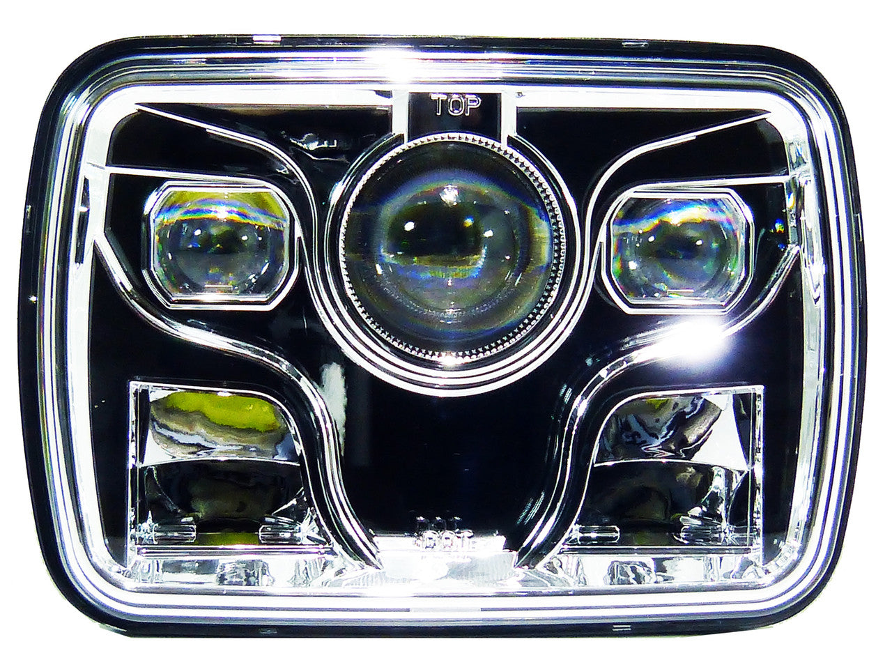 APOLLO LED Chrome Projector Headlights for XJ and YJ Lighting