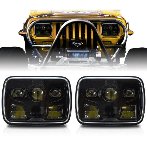 APOLLO LED Black Projector Headlights for XJ and YJ Default Title Lighting