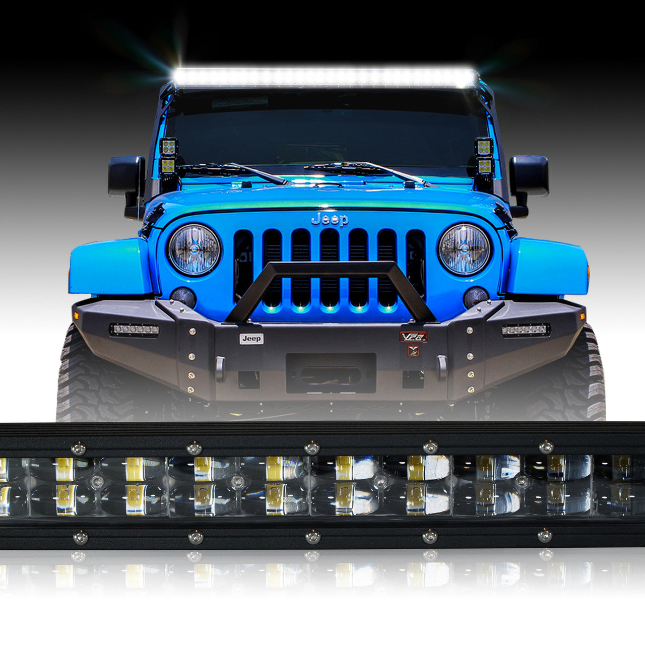 LED Light Bar 288W 50 Inches Bracket Wiring Harness Kit for Wrangler JK 2007-2017 Lighting