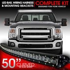 LED Light Bar Curved 288W 50 Inches Bracket Wiring Harness Kit for Ford F250 F350 Superduty 1999 - 2015 - GENSSI Lighting