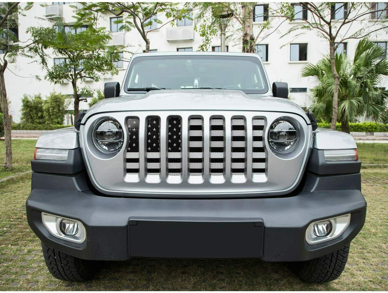 Front Grille Flag Mesh Insert For Jeep JL 2018-2023 Grille
