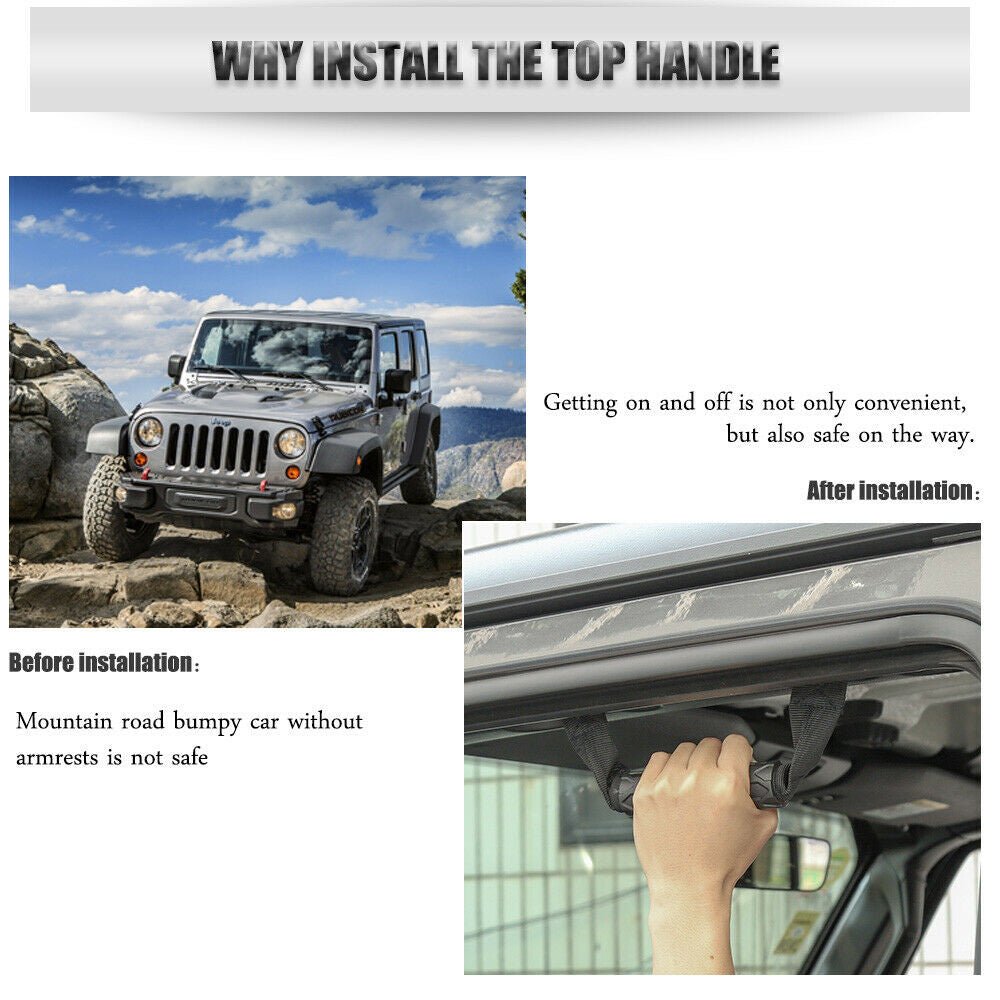 Grab Handles Front and Rear for Jeep Wrangler JL (2018 - 2020) Black - GENSSI Interior Part