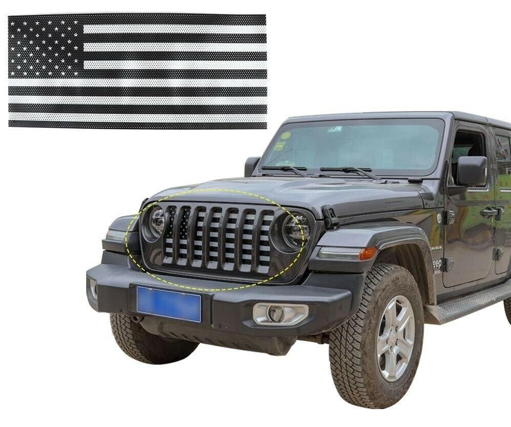 Front Grille Insert American Flag Mesh for Jeep Wrangler JL 2018-2023 Grille