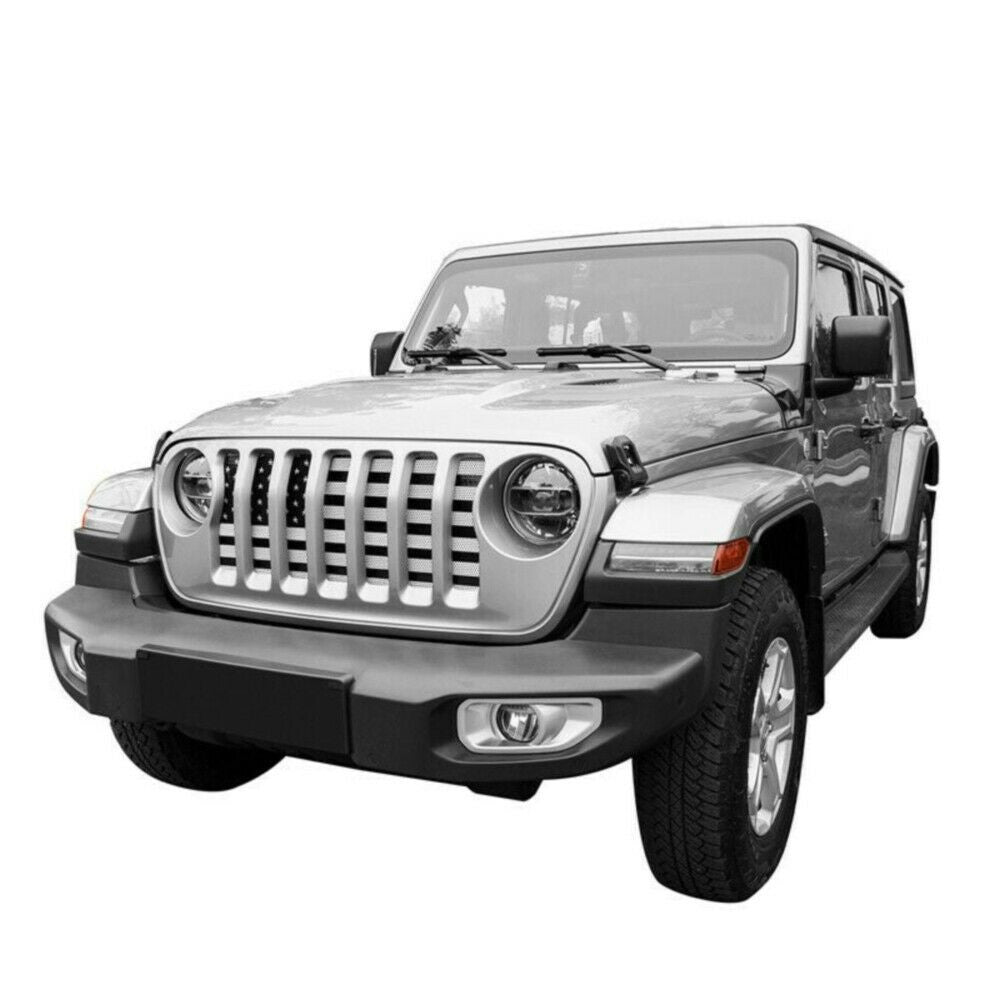 Front Grille Insert American Flag Mesh for Jeep Wrangler JL 2018-2023 Grille