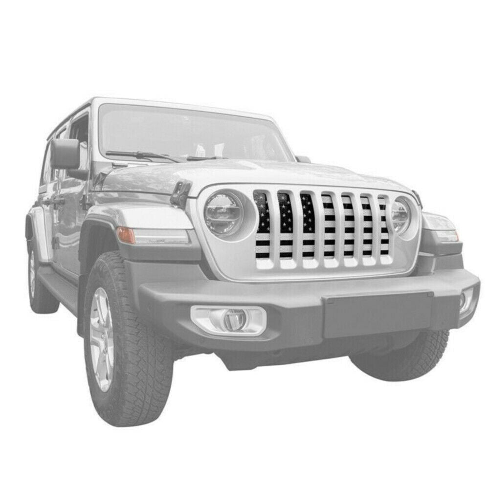 Front Grille Insert American Flag Mesh for Jeep Wrangler JL 2018-2023 Grille