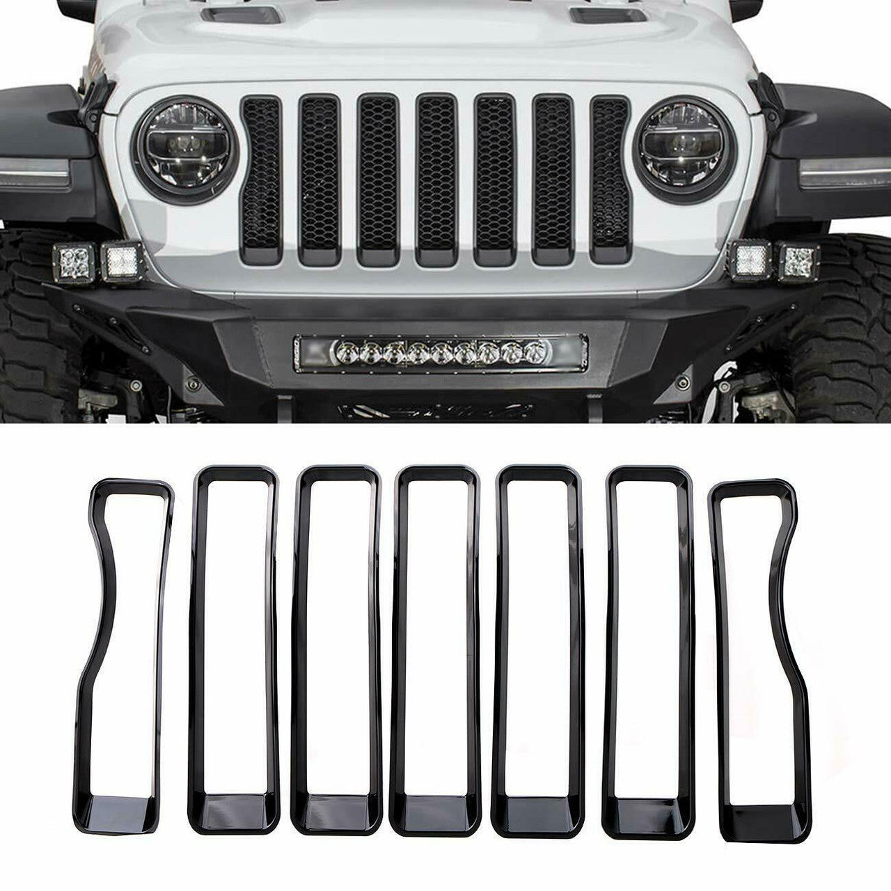 Front Grille Inserts Covers Grill Trim for Jeep Wrangler JL Sport 2018-2023 Grille
