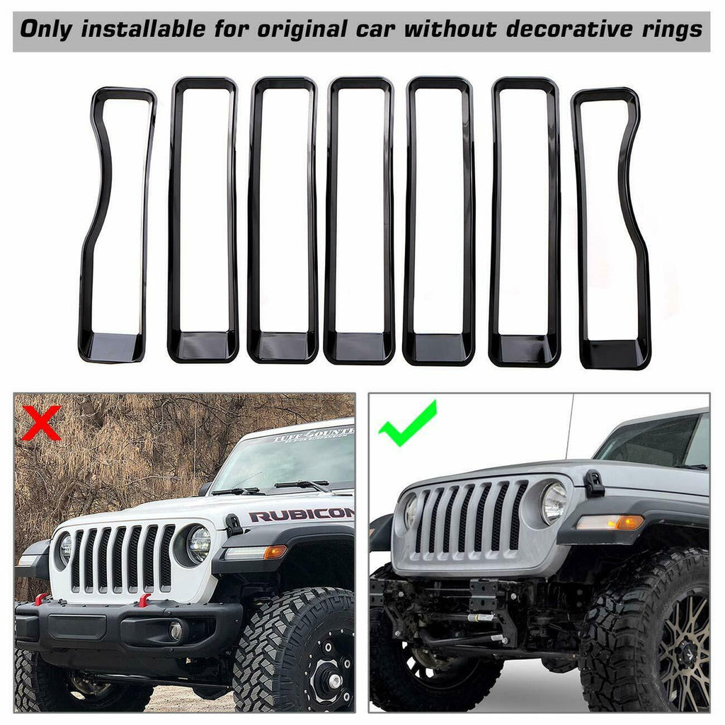 Front Grille Inserts Covers Grill Trim for Jeep Wrangler JL Sport 2018-2023 Grille
