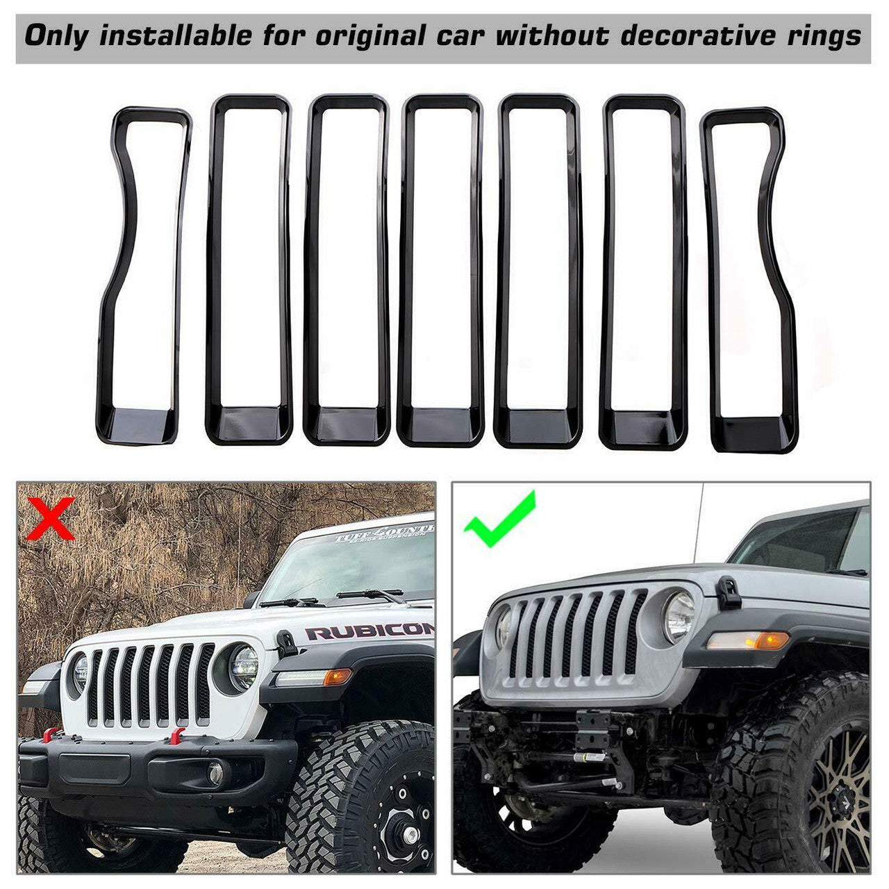 Front Grille Inserts Covers Grill Trim for Jeep Wrangler JL Sport 2018-2023 Grille