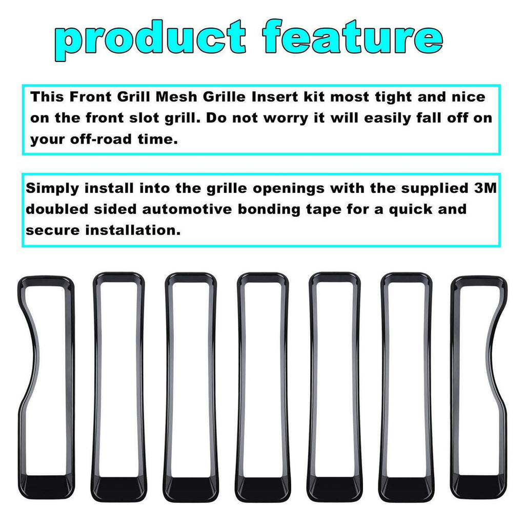 Front Grille Inserts Covers Grill Trim for Jeep Wrangler JL Sport 2018-2023 Grille