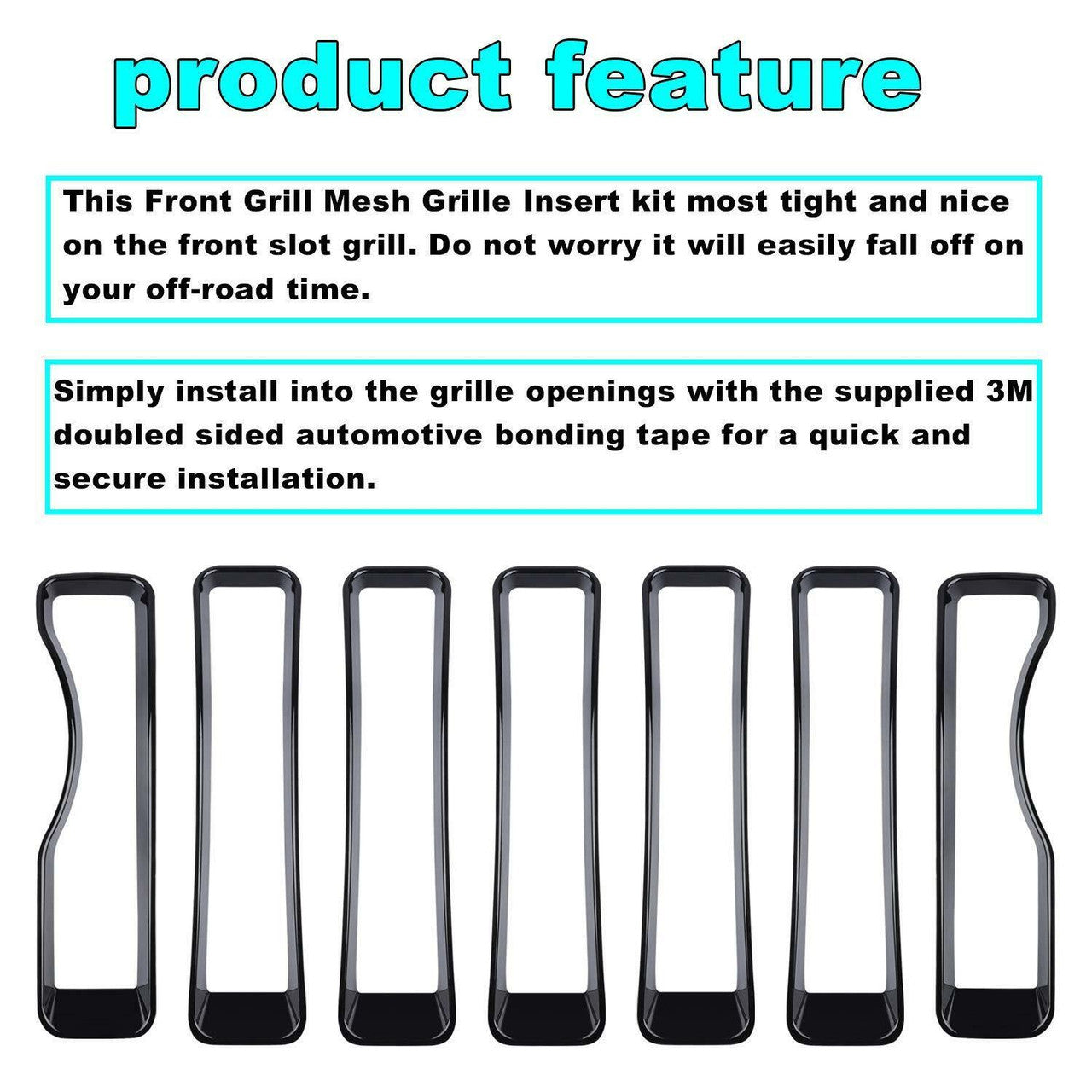 Front Grille Inserts Covers Grill Trim for Jeep Wrangler JL Sport 2018-2023 Grille