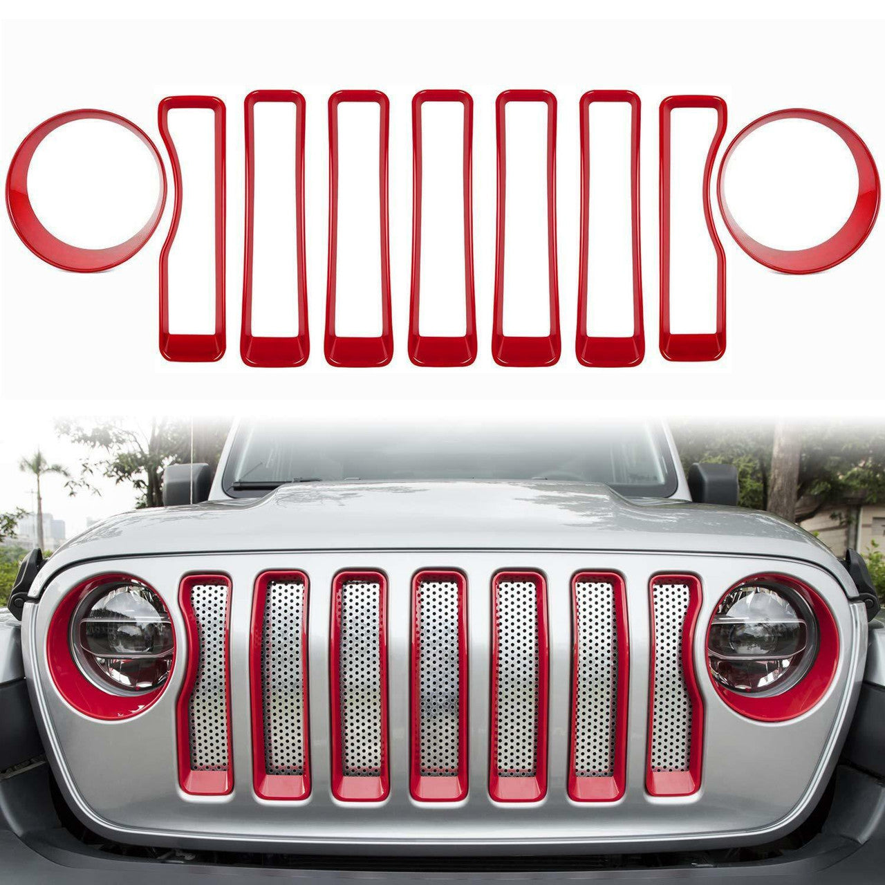 Front Grille Inserts & Headlight cover for Jeep Wrangler JL/ Sport 2018-2023 Grille