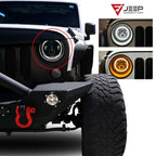HALO Projector Black LED Headlights for Wrangler 1996 - 2018 - GENSSI Lighting
