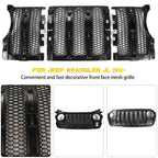 Honeycomb Grille Inserts for Jeep Wrangler JL 2018 - 2023 Black - GENSSI Grille