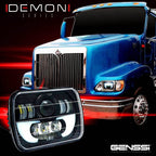 7x6 (5x7) H6054 200mm LED Projector w/ Demon DRL Headlights Black Set - GENSSI Lighting