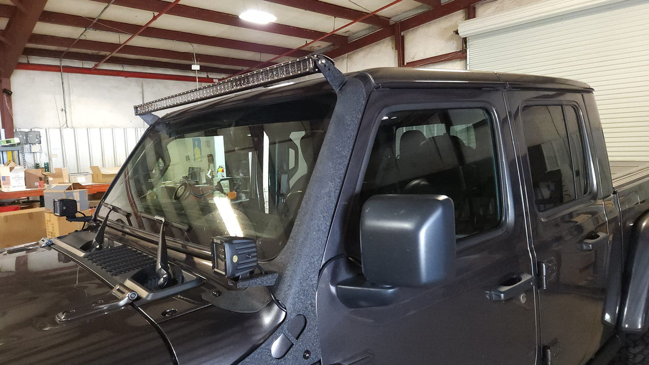 52 Inch Light Bar Bracket for Jeep Wrangler JL JLU JT Gladiator with A-Pillar Pod Mount Exterior Part