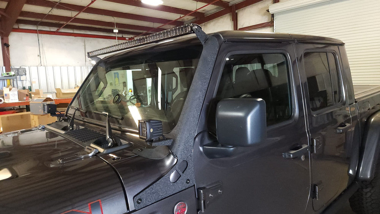 52 Inch Light Bar Bracket for Jeep Wrangler JL JLU JT Gladiator with A-Pillar Pod Mount Exterior Part
