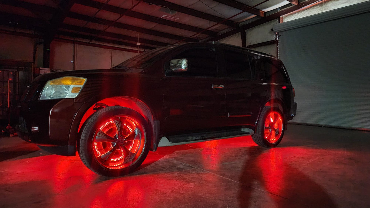 LED Wheel Light Kit Chase Moving Signal and Brake Function Wireless 18" Lighting