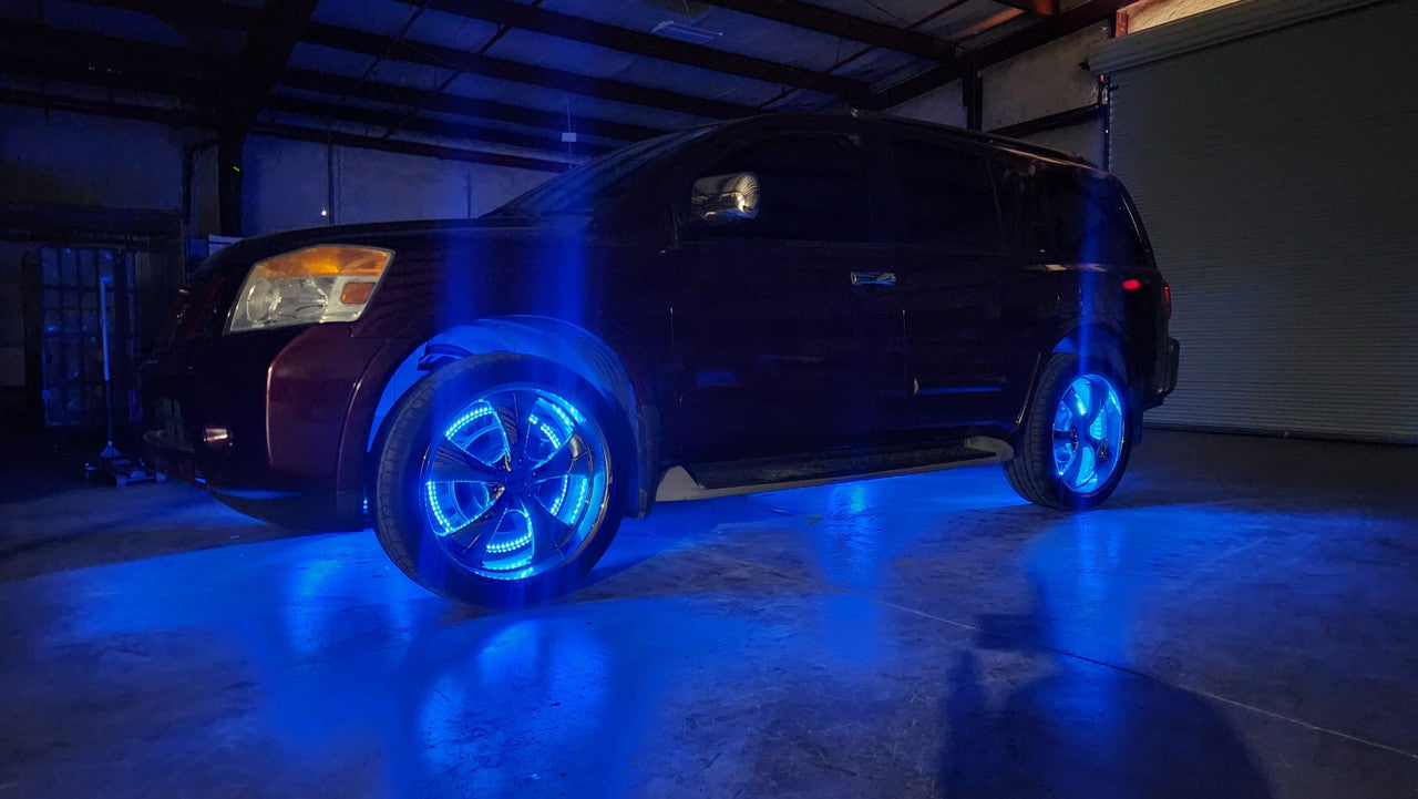 LED Wheel Light Kit Chase Moving Signal and Brake Function Wireless 18" Lighting