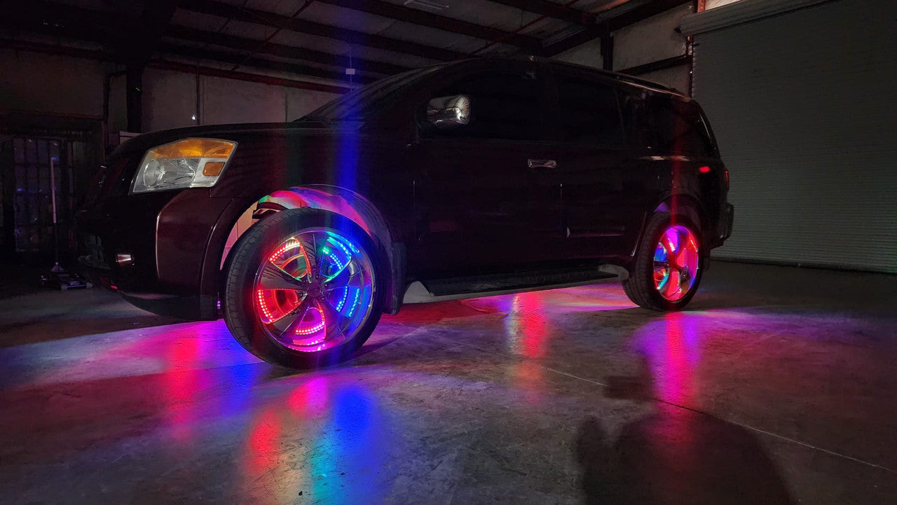 LED Wheel Light Kit Chase Moving Signal and Brake Function Wireless 18" Lighting