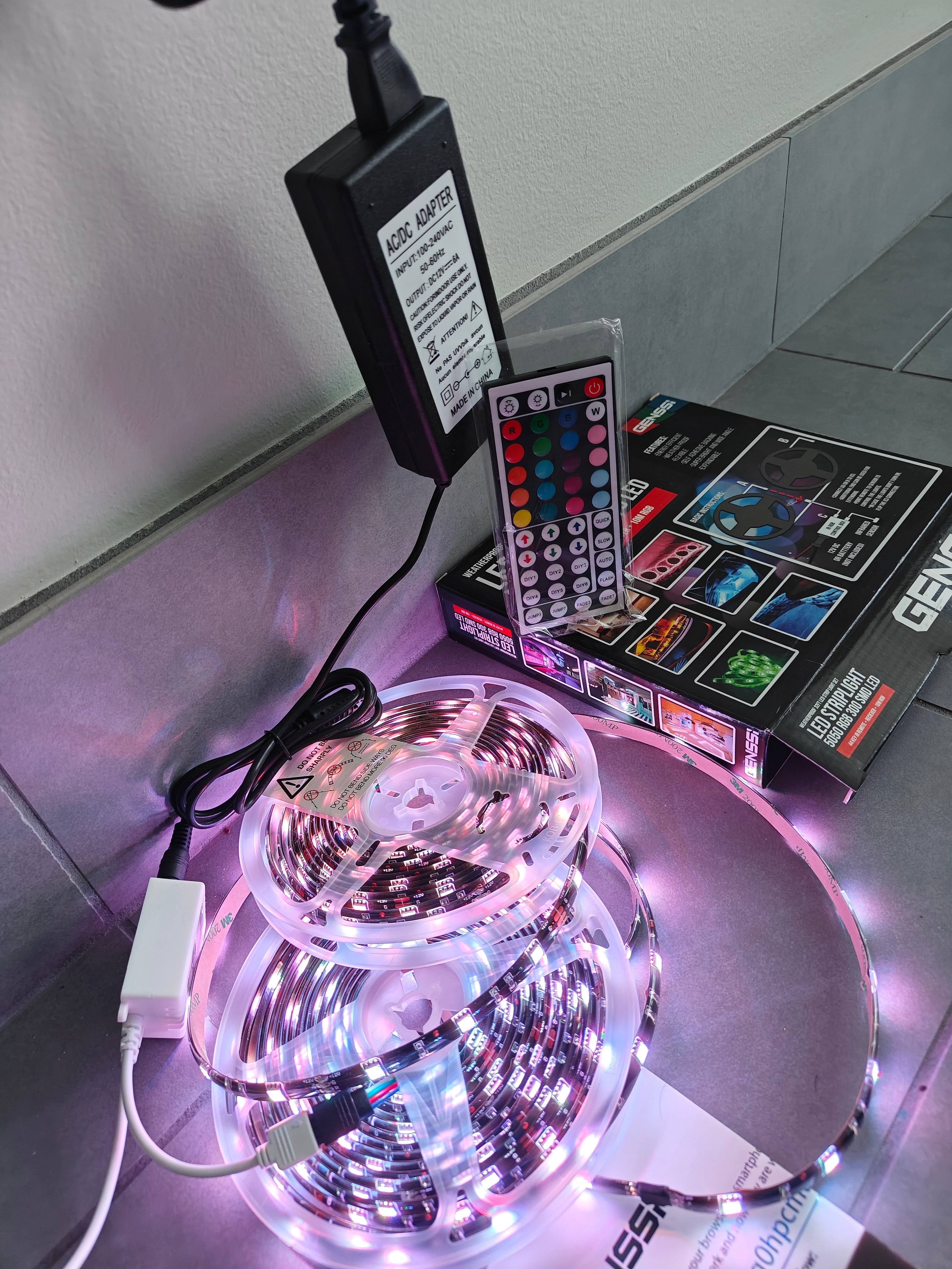 LED Strip Light Kit 32ft RGB Color Changing with Power Supply Remote