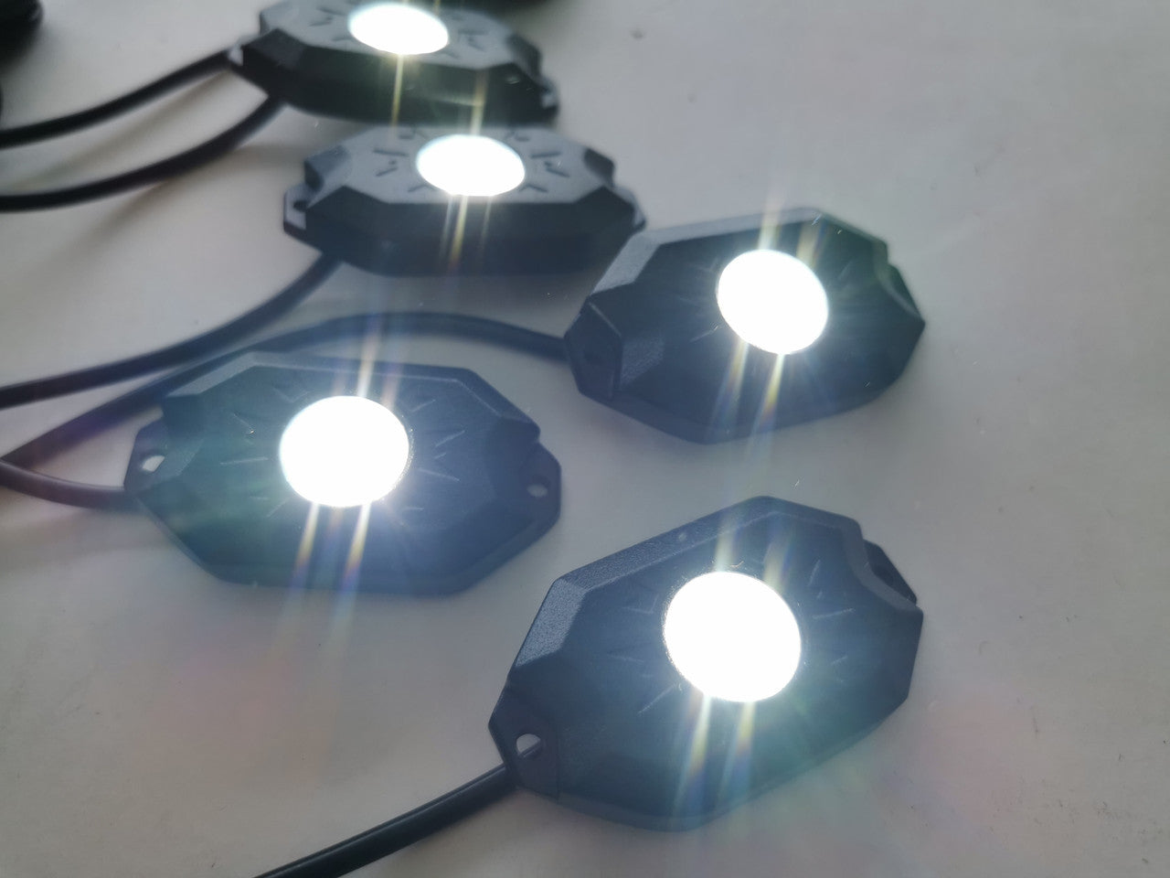 LED Wheel Lights Kit White with Turn Signal and 8 White Rock Lights Lighting