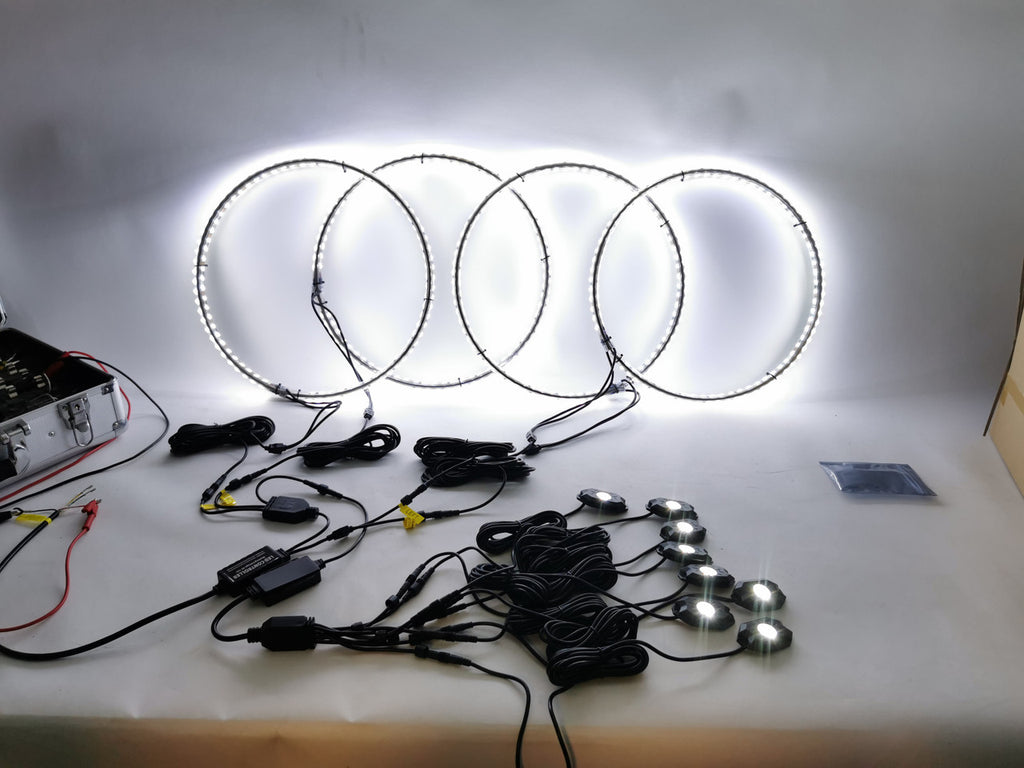 LED Wheel Lights Kit White with Turn Signal and 8 White Rock Lights Lighting