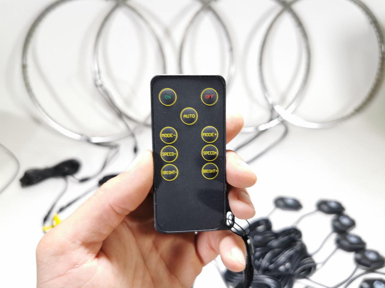 LED Wheel Lights Kit White with Turn Signal and 8 White Rock Lights Lighting