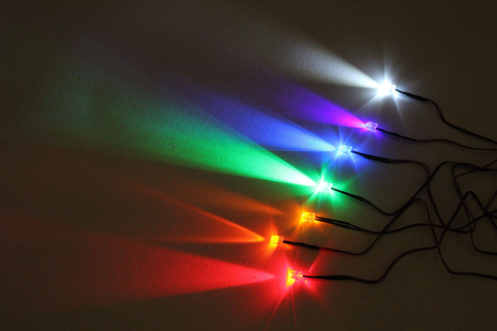 8mm Round LED Lights with 55cm Wire 12V (10 Pack) Lighting