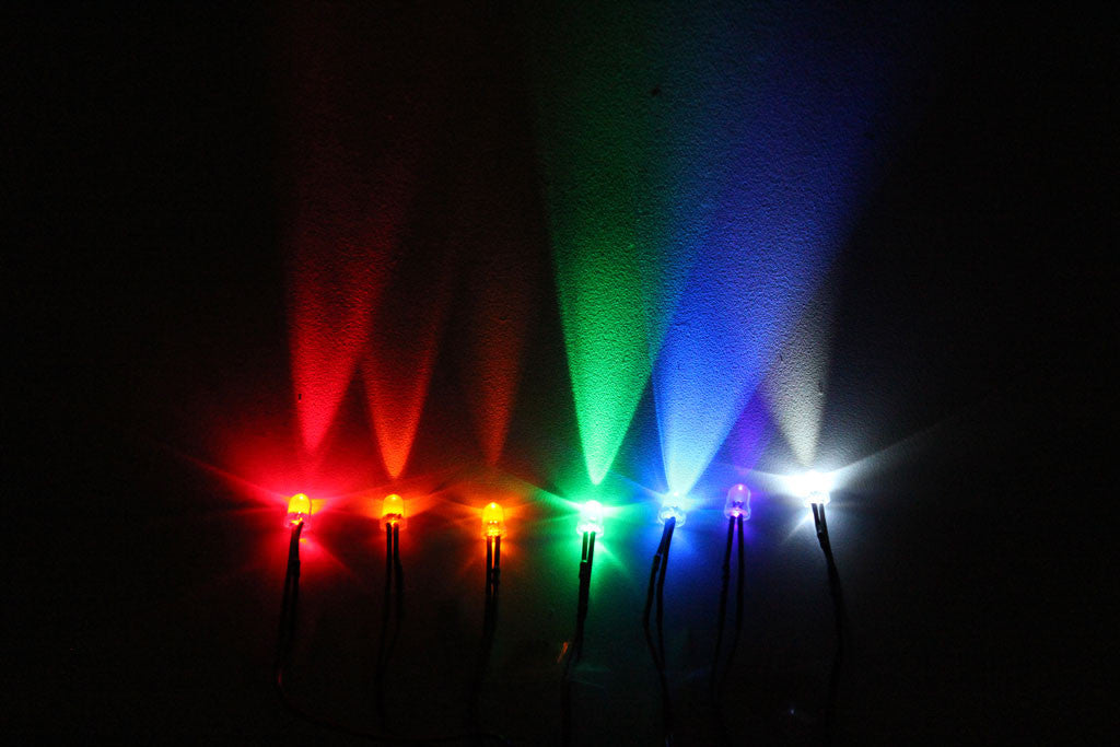 5mm Round LED Lights with 55cm Wire 12V (10 Pack) Lighting