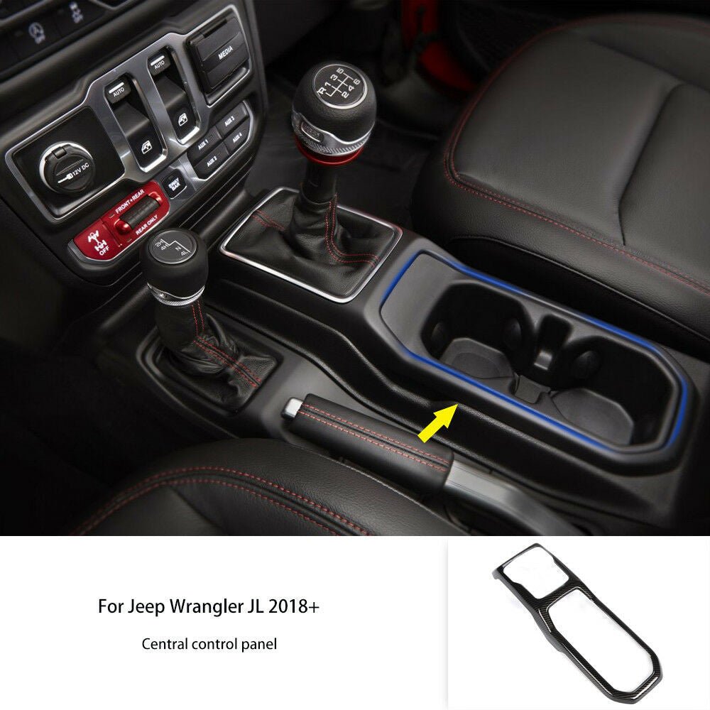 Carbon Fiber Inner Gear Shift Box Panel Frame Cover For Jeep Wrangler JL 2018 - 2023 - GENSSI Interior Part