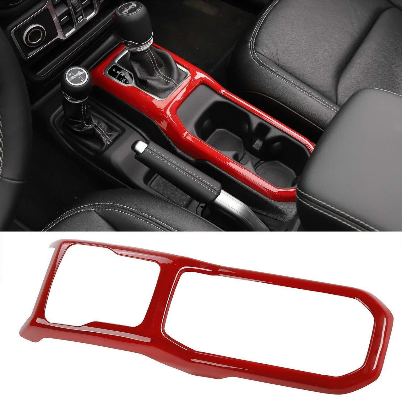 Gear Shift Panel Cover Frame Trim For Jeep Wrangler JL 2018 - 2023 Red - GENSSI Interior Part
