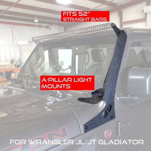 52 Inch Light Bar Bracket for Jeep Wrangler JL JLU JT Gladiator with A - Pillar Pod Mount - GENSSI Exterior Part