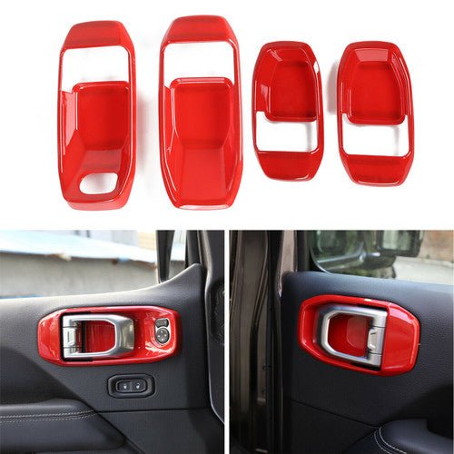 Interior Door Handle Bowl Cover Trim for Jeep Wrangler JL 2018 - 2023 4 - Door Red - GENSSI Interior Part