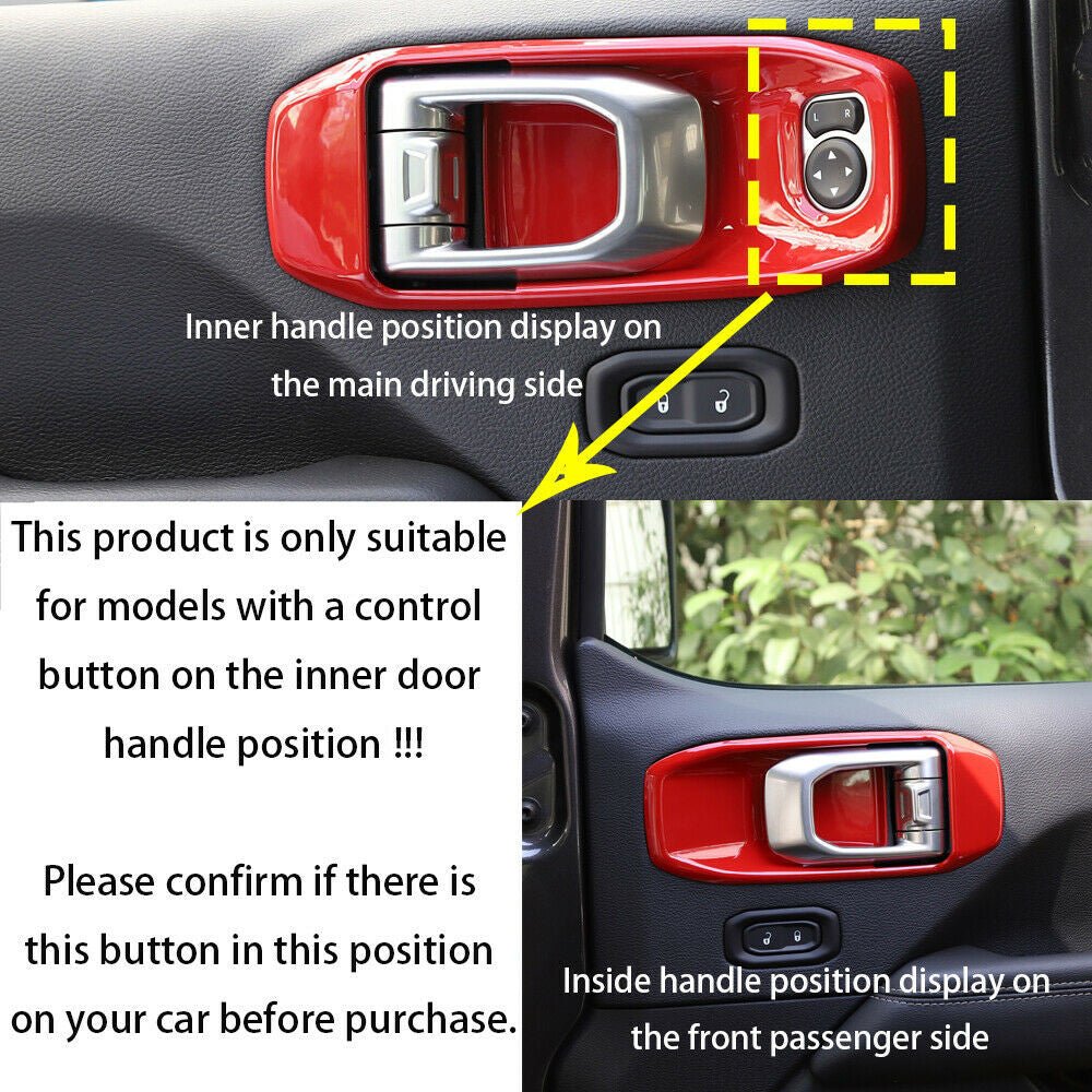 Interior Door Handle Bowl Cover Trim for Jeep Wrangler JL 2018 - 2023 4 - Door Red - GENSSI Interior Part