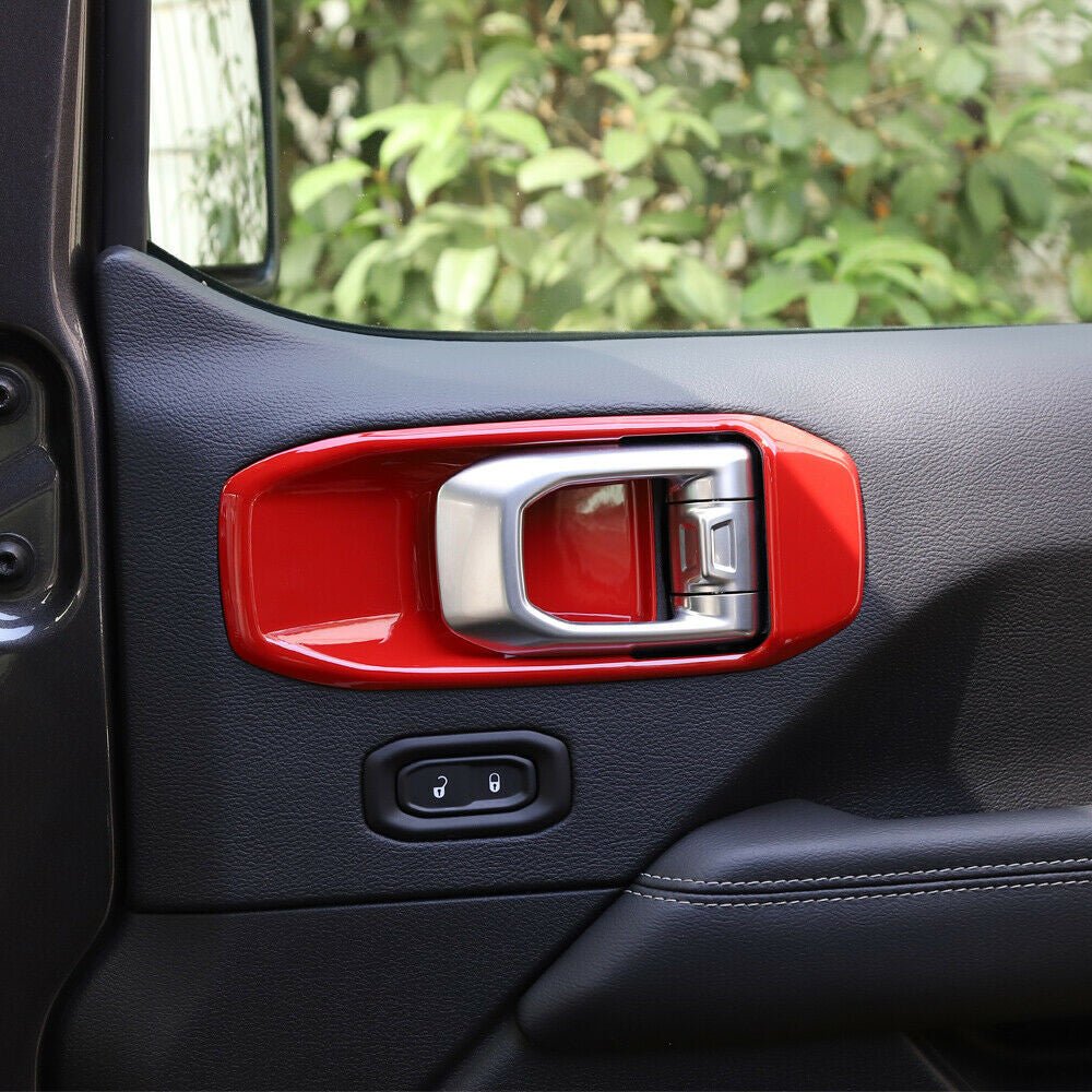 Interior Door Handle Bowl Cover Trim for Jeep Wrangler JL 2018 - 2023 4 - Door Red - GENSSI Interior Part