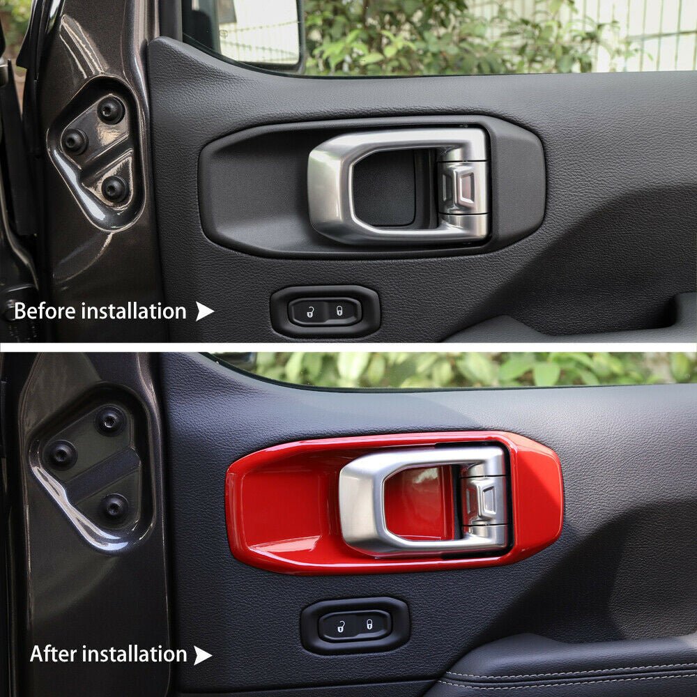 Interior Door Handle Bowl Cover Trim for Jeep Wrangler JL 2018 - 2023 4 - Door Red - GENSSI Interior Part