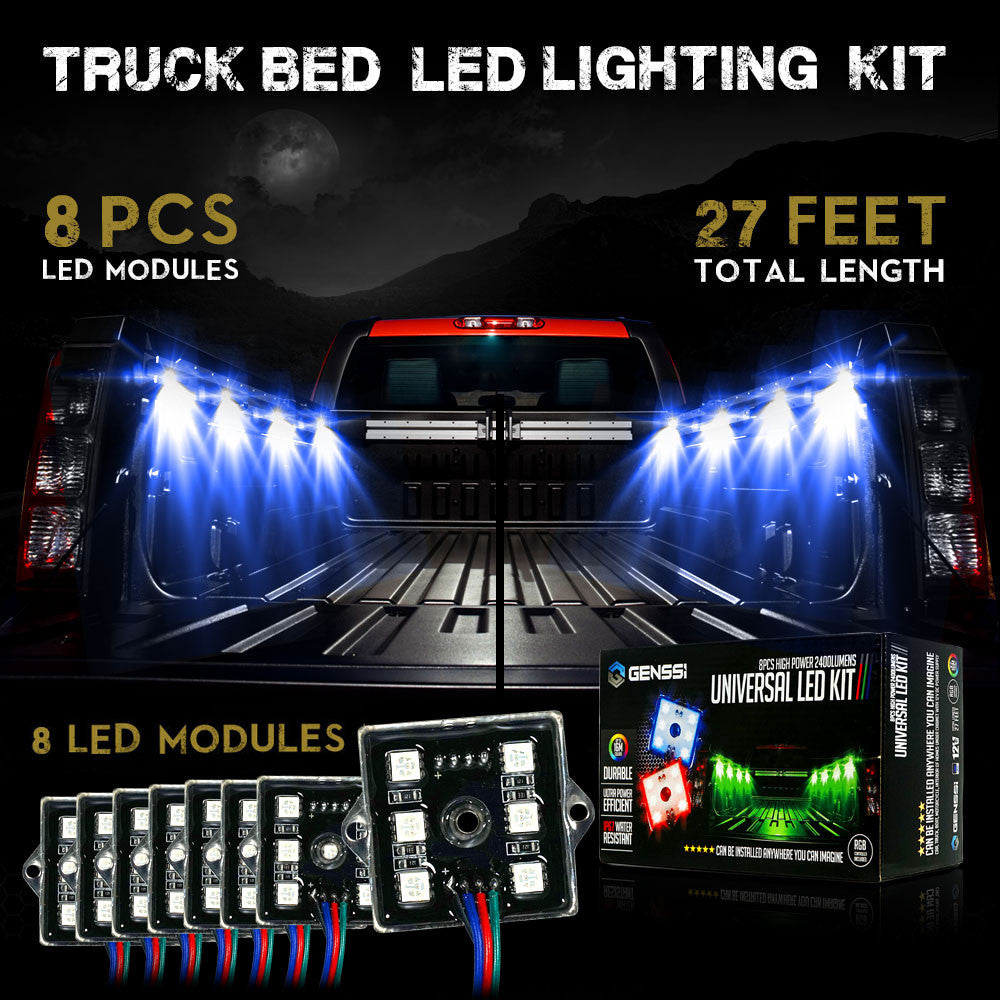 8 Module 48 LED RGB Color Wireless Exterior Truck Bed Rock Lights Lighting