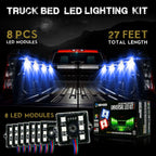 8 Module 48 LED RGB Color Wireless Exterior Truck Bed Rock Lights - GENSSI Lighting