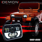 DEMON LED Black Projector Headlights w/DRL for XJ and YJ - GENSSI Lighting