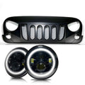 ARES Monster Grille with HALO Projector Black LED Headlights for Wrangler 2007-2018 Default Title Grille