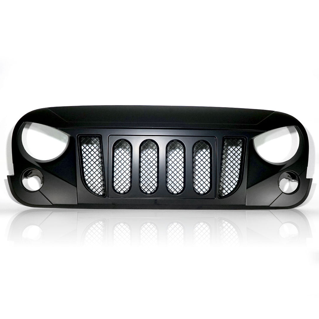 ARES Monster Grille with HALO Projector Black LED Headlights for Wrangler 2007-2018 Grille