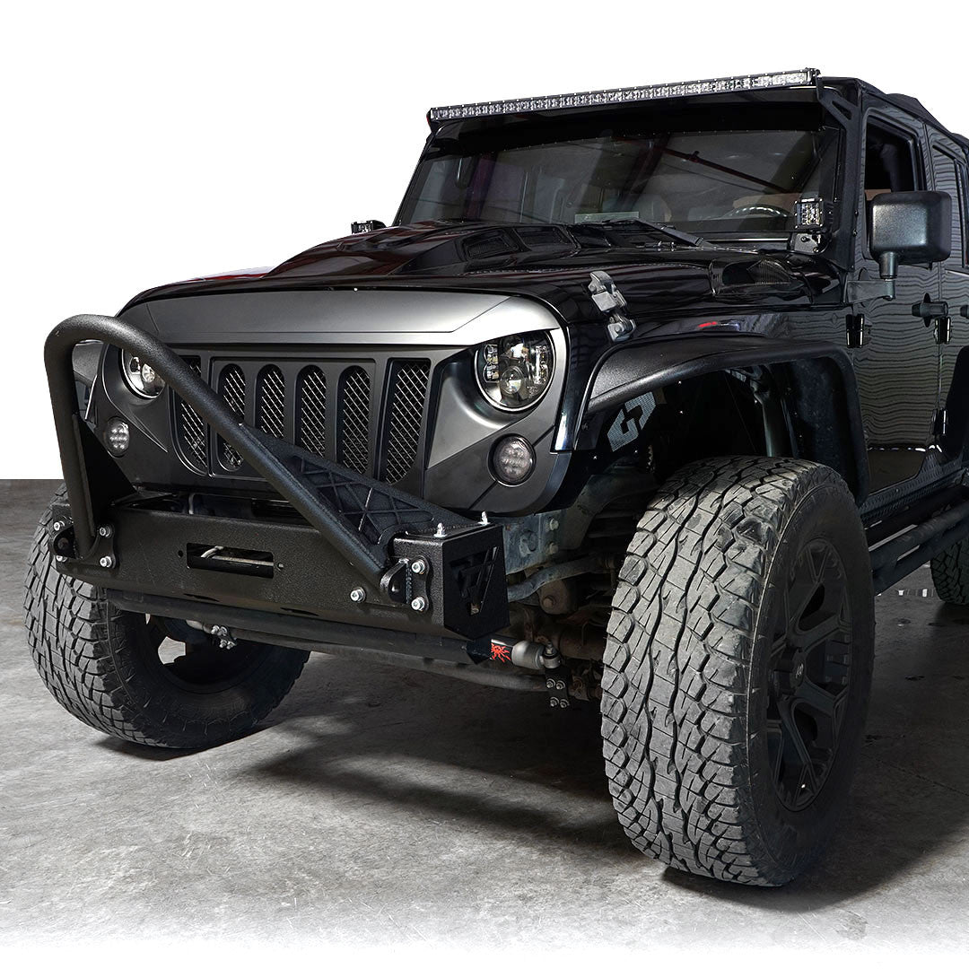 ARES Monster Grille with HALO Projector Black LED Headlights for Wrangler 2007-2018 Grille