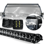 LED Light Bar Combo Kit with AUX Lights & Bracket Wiring Harness Kit for Wrangler JK 2007 - 2018 - GENSSI Lighting