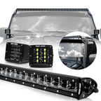 LED Light Bar Combo Kit with AUX Lights & Bracket Wiring Harness Kit for Wrangler JK 2007 - 2018 - GENSSI Lighting