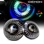 Demon Eye HALO Projector Black LED Headlights and Fog Lights for Wrangler JK 2007 - 2018 - GENSSI Lighting