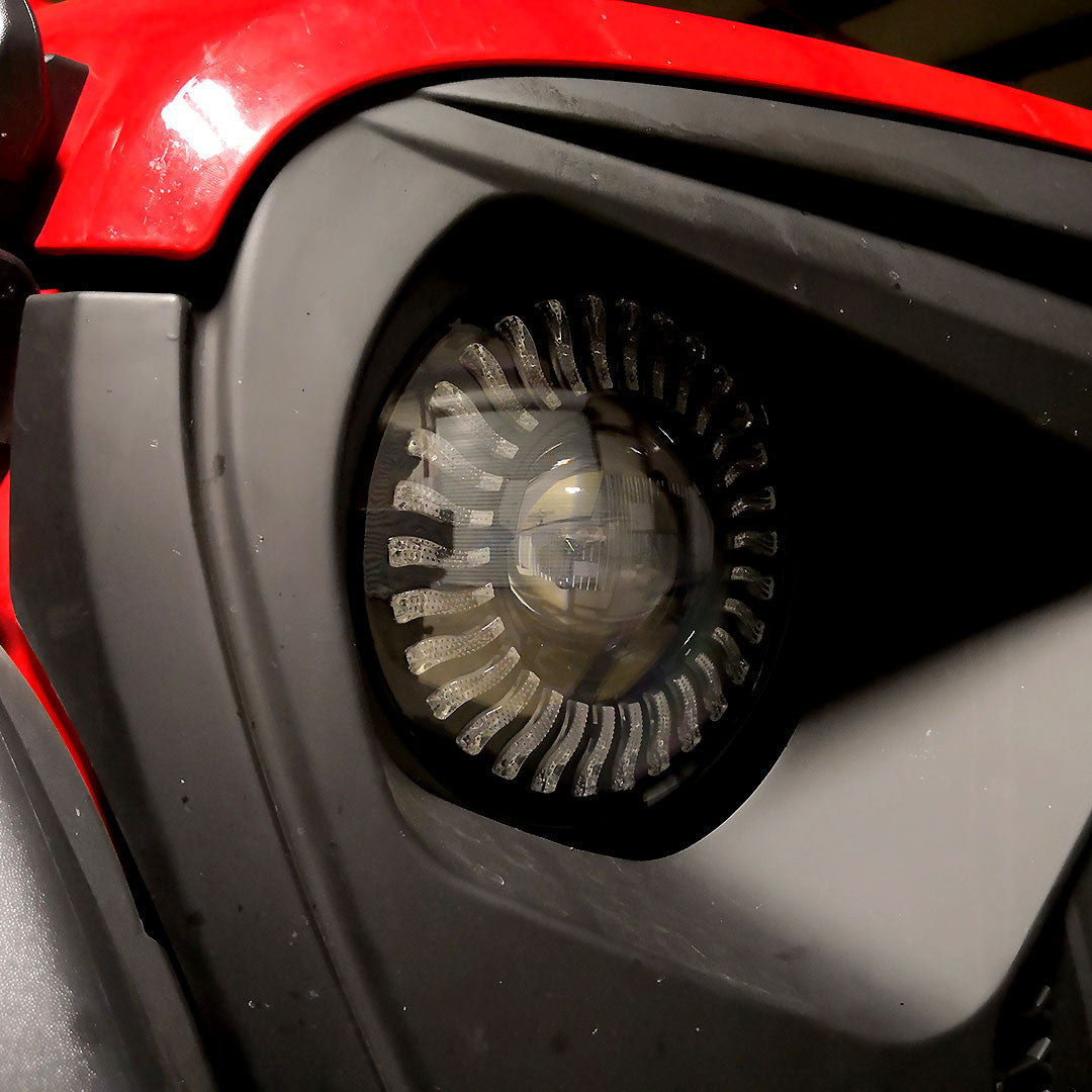 7 Inch DEMON EYE LED Headlights with Remote Control with Matching Fog Lamps Lighting