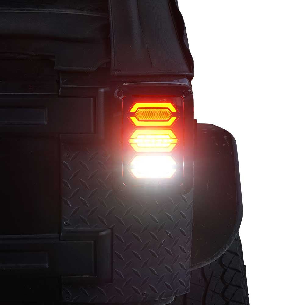DIAMOND Black LED Tail Lights for Wrangler JK 2007 - 2018 - GENSSI Lighting