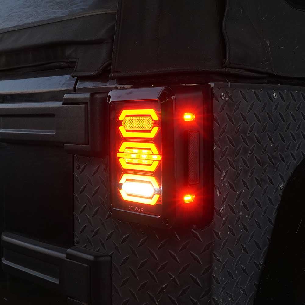 DIAMOND Black LED Tail Lights for Wrangler JK 2007 - 2018 - GENSSI Lighting